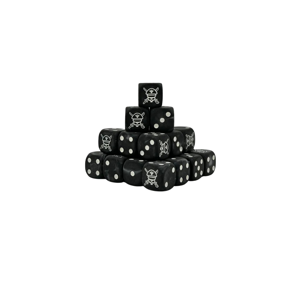 Military Sergeant Black Dice 16mm Round (25 Stück)-Baron of Dice-Radaddel