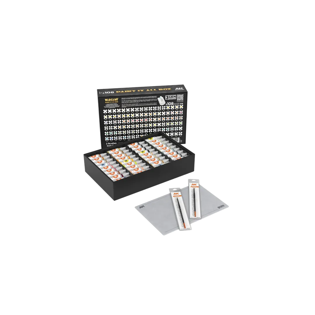 AK Wargame Paint It All Box 108 Colors 3Gen-AK-Interactive-Radaddel
