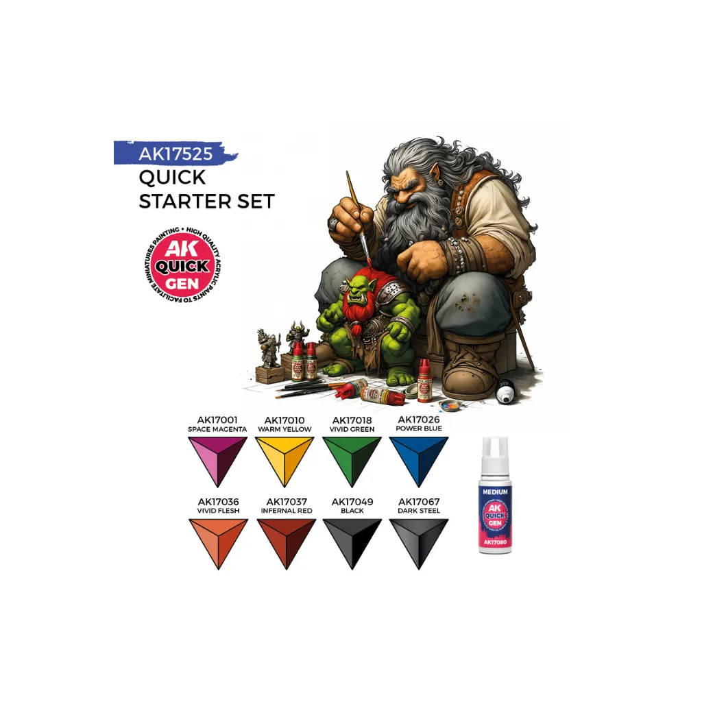 AK QUICK GEN Starter Set (1 Brush)-AK-Interactive-Radaddel