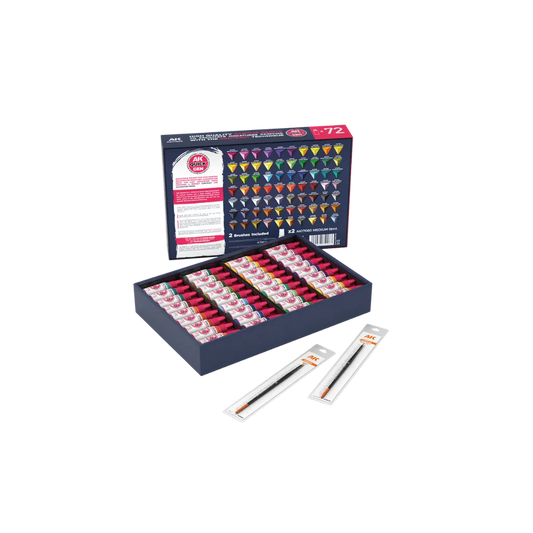 AK QUICK GEN Paint Set 72 Colors (2 Brushes)-AK-Interactive-Radaddel