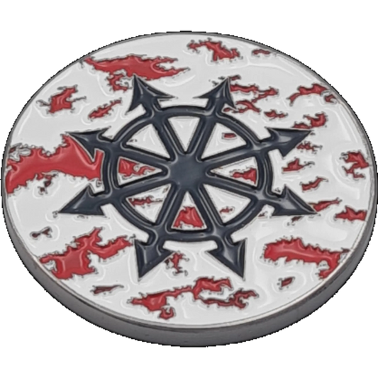 40mm Metal Coin - Blood Speckled Chaos Star-Baron of Dice-Radaddel