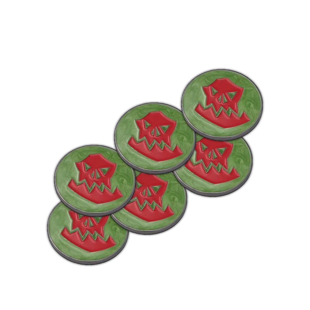 40mm Metal Coin Set - Ork - Red (6 Stück)-Baron of Dice-Radaddel