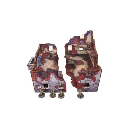 Pre-painted WW2 Ostfront Stalingrad Apartment Block Back with balcony (1)-Micro Art Studio-Radaddel
