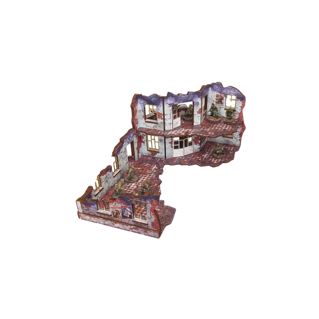 Pre-painted WW2 Ostfront Stalingrad Univermag Front with balcony (2)-Micro Art Studio-Radaddel