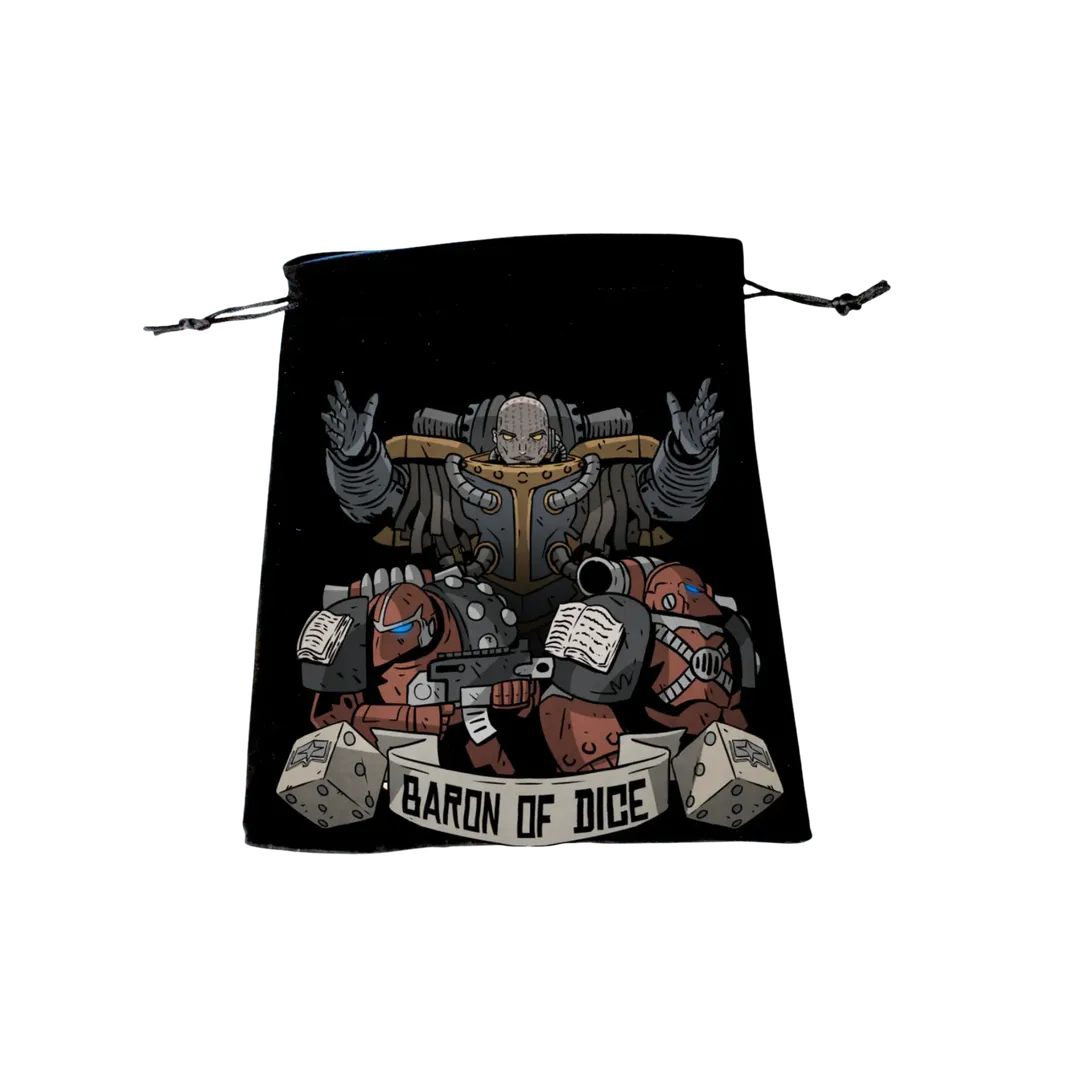 Premium Black Dice Bag - Flaming Book-Baron of Dice-Radaddel