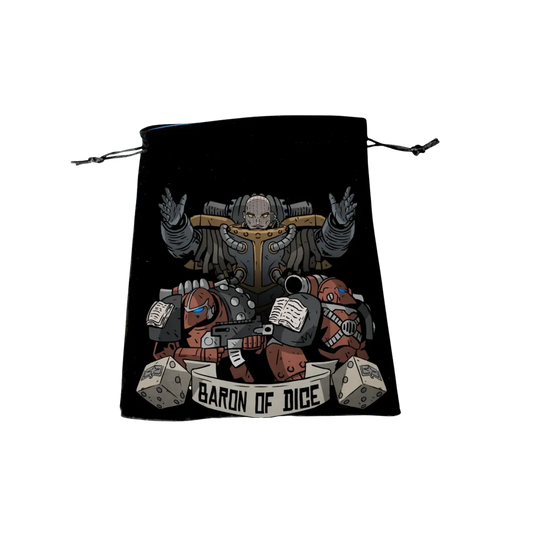 Premium Black Dice Bag - Flaming Book-Baron of Dice-Radaddel
