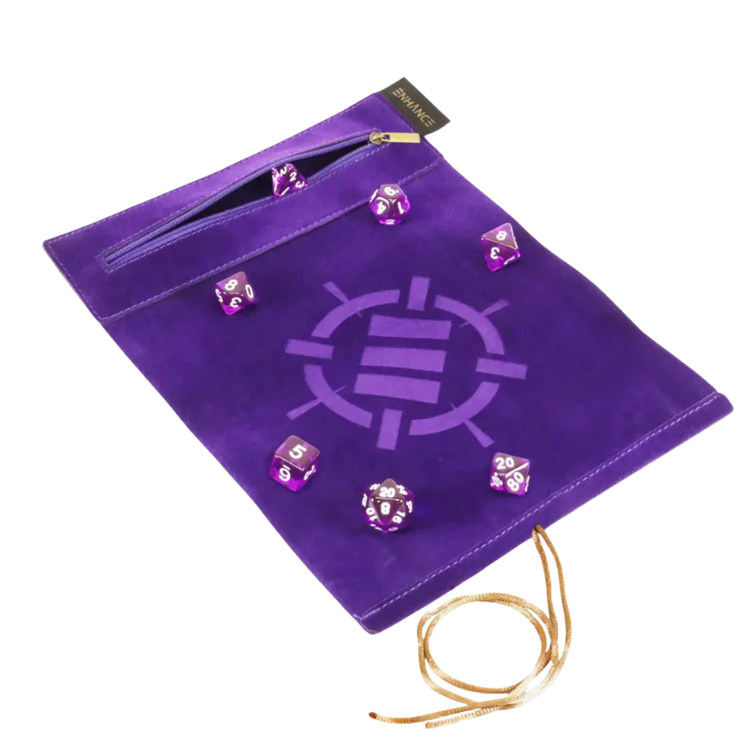ENHANCE Roll on a Scroll Dice Rolling Mat & 7pc Acrylic Dice Set Purple-Accessory Power Europe-Radaddel