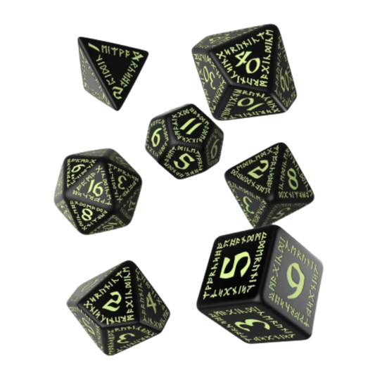 Runic Black & glow-in-the-dark Dice Set-QW Sp. z o.o. UL-Radaddel