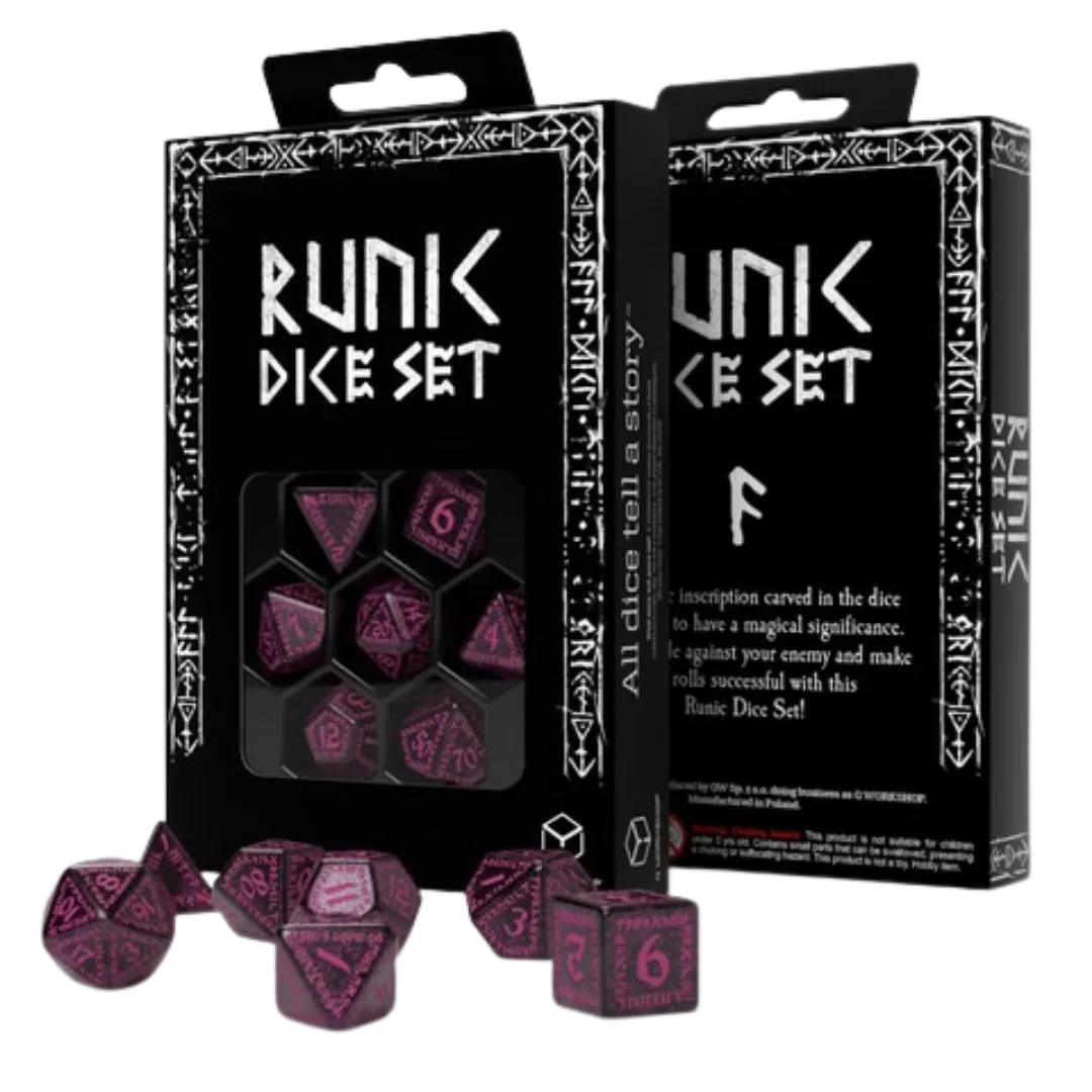 Runic Shimmering black with magenta Dice Set-QW Sp. z o.o. UL-Radaddel