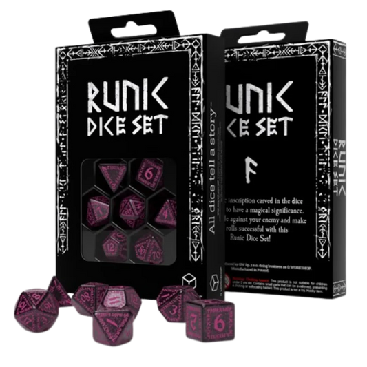 Runic Shimmering black with magenta Dice Set-QW Sp. z o.o. UL-Radaddel