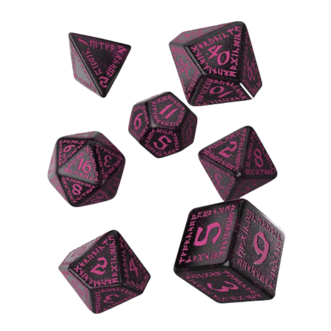 Runic Shimmering black with magenta Dice Set-QW Sp. z o.o. UL-Radaddel