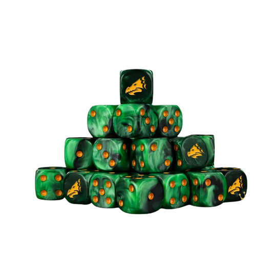 Drake - Green & Gold Dice 16mm Round (25 Stück)