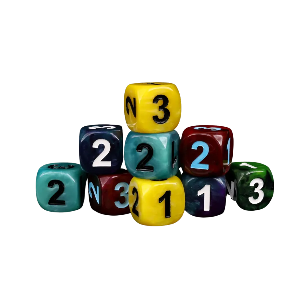 D3, Six Sided - White (10 Stück)-Baron of Dice-Radaddel