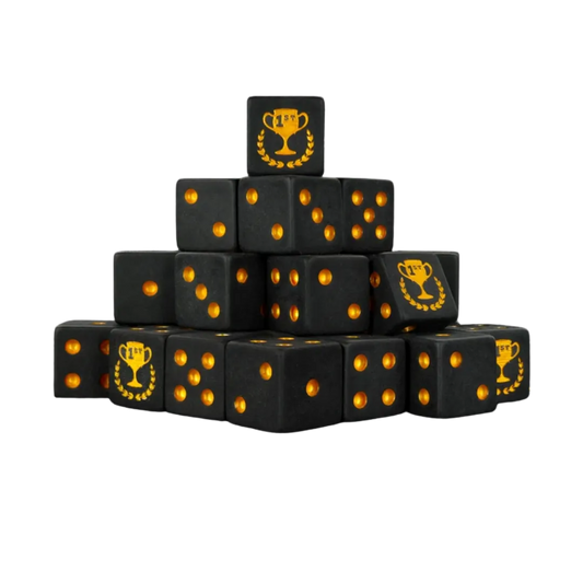 First Place Matte Black Dice 16mm Square (25 Stück)-Baron of Dice-Radaddel