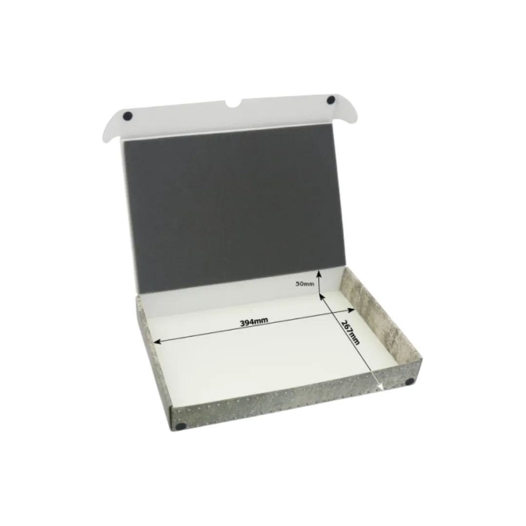 Full-size Standard Box for magnetically-based miniatures + metal plate on the in-Safe and Sound-Radaddel