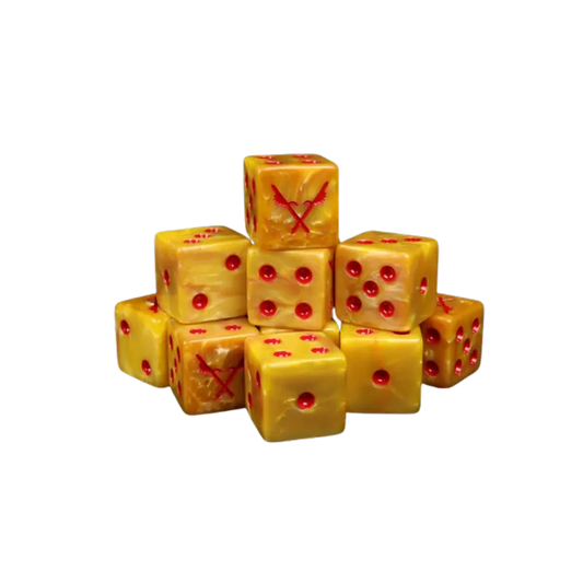 Men of the East Gold Swirl Dice 16mm Square (10 Stück)-Baron of Dice-Radaddel
